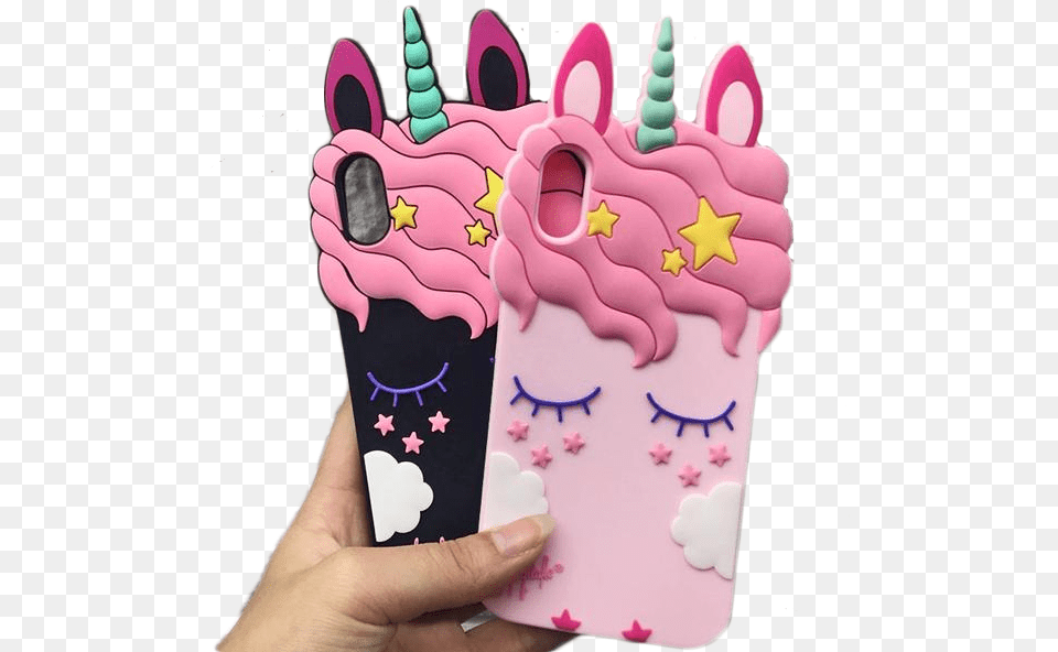 Awesome Pink Unicorn Case For Iphone Models Cover 3d Unicorn Black, Cream, Dessert, Food, Icing Free Png Download