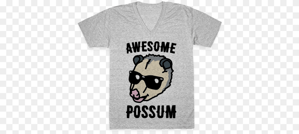 Awesome Possum V Neck Tee Shirt T Shirt, Clothing, T-shirt, Accessories, Sunglasses Free Png