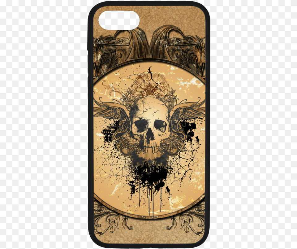 Awesome Skull With Wings And Grunge Rubber Case For Mobile Phone Case, Art, Painting, Graphics, Floral Design Png