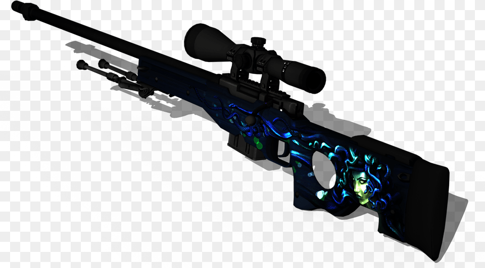 Awp Medusa Handwraps Gloves Cobalt Skull Awp Medusa Csgo Awp Medusa Transparent, Weapon, Rifle, Firearm, Gun Free Png