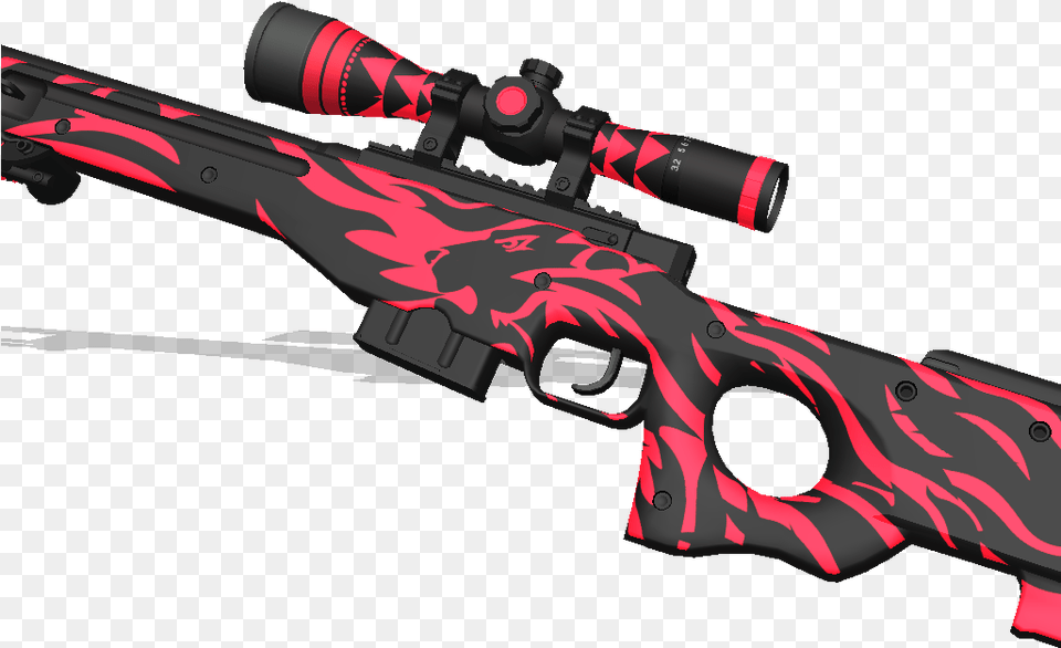 Awp Red Lion Red Awp, Firearm, Gun, Rifle, Weapon Png Image