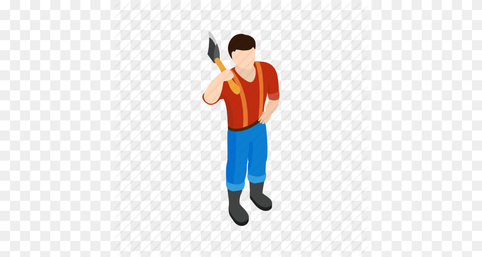 Axe Forest Isometric Lumberjack Lumberman Wood Woodcutter Icon, Boy, Child, Male, Person Png Image