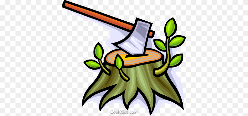 Axe With A Tree Stump Royalty Free Vector Clip Art Illustration, Weapon, Plant, Device Png Image
