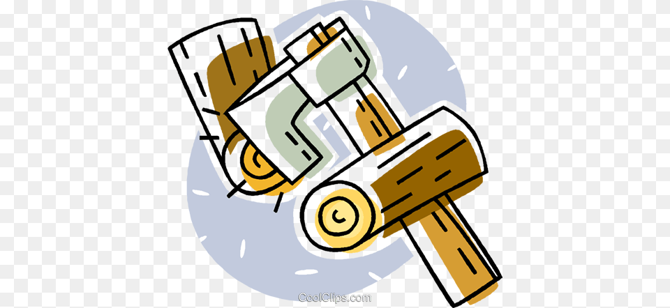 Axe With Firewood Royalty Vector Clip Art Illustration, Bulldozer, Grass, Machine, Plant Free Png Download