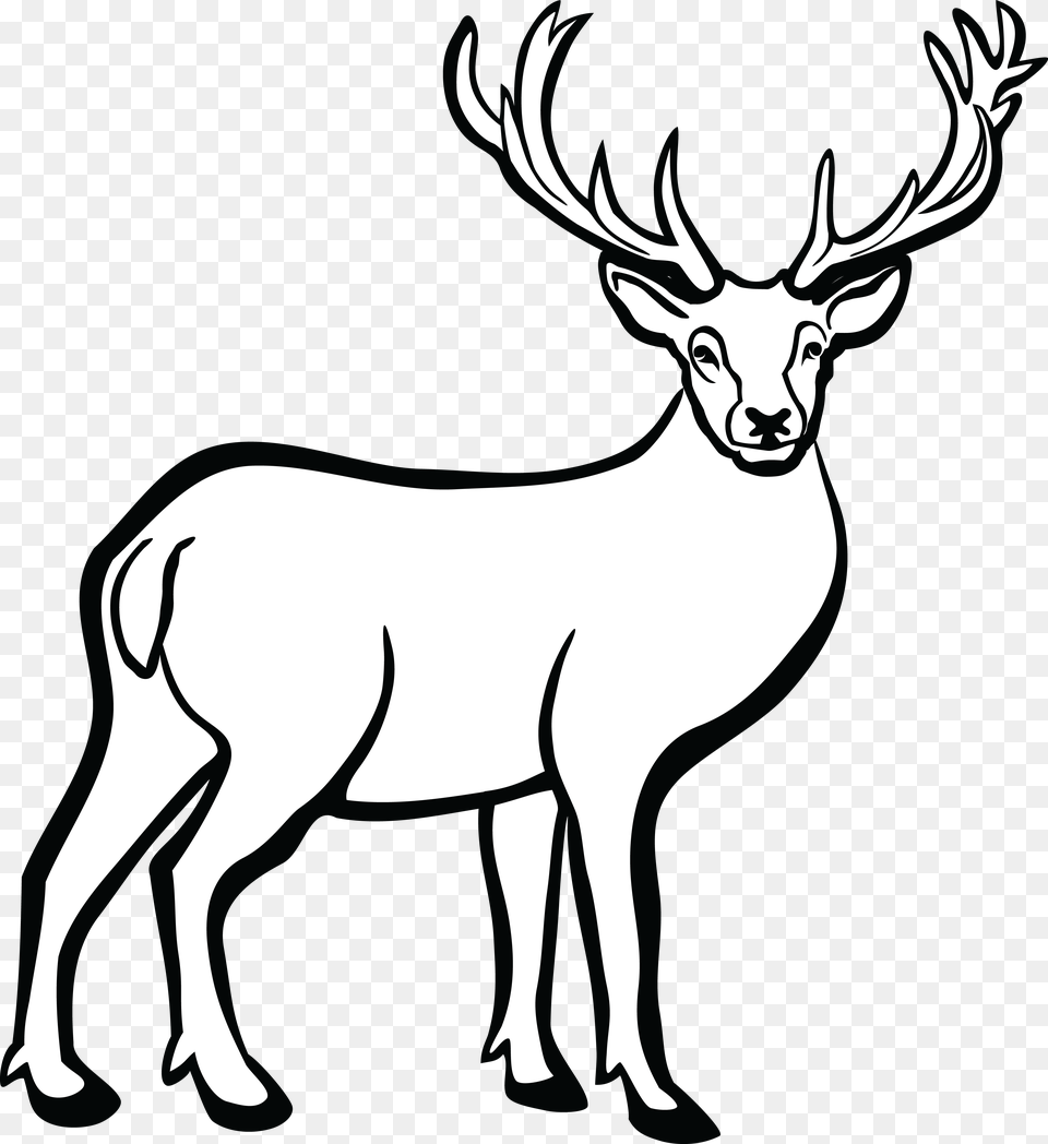 Axis Deer Black And White Clip Art, Animal, Elk, Mammal, Wildlife Free Transparent Png
