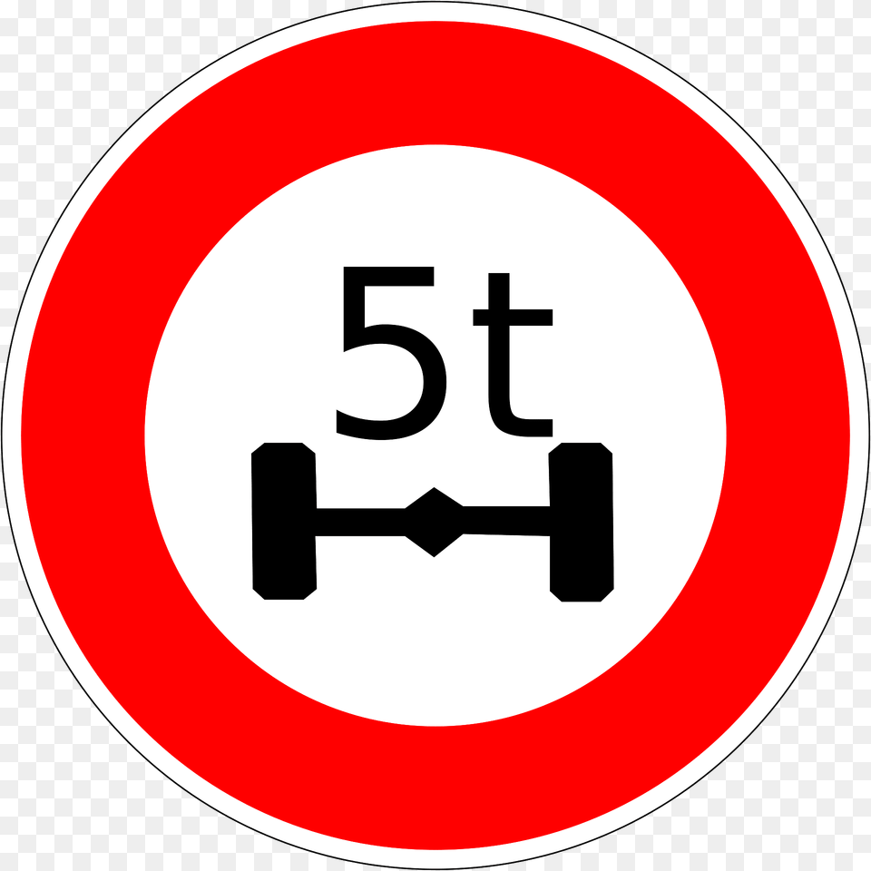 Axle Weight Limit 5 Tonnes Clipart, Sign, Symbol, Road Sign Png