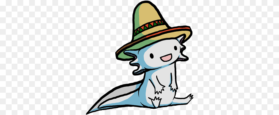 Axolotl Happy And Sombrero Mexican Axolotl, Clothing, Hat, Person, Face Png Image