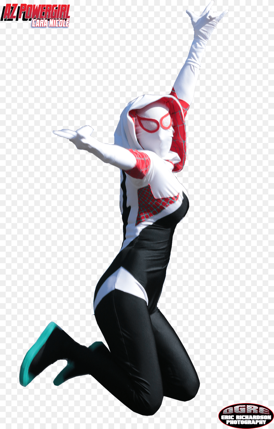 Az Powergirl Spider Gwen Swinging Spider Gwen Swinging, Adult, Person, Woman, Female Free Png Download