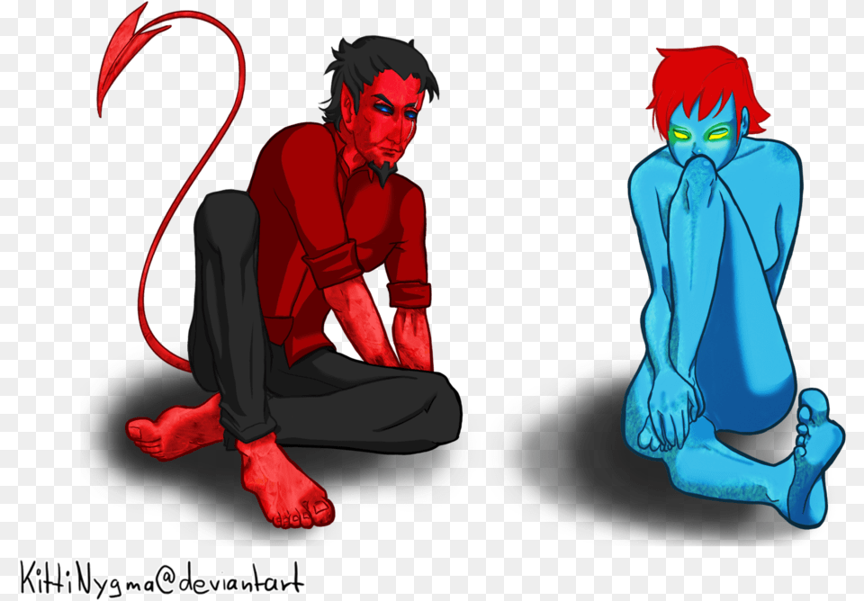 Azazel And Mystique Laurafmeis Mystique Nightcrawler Mystique Azazel, Adult, Publication, Person, Woman Png