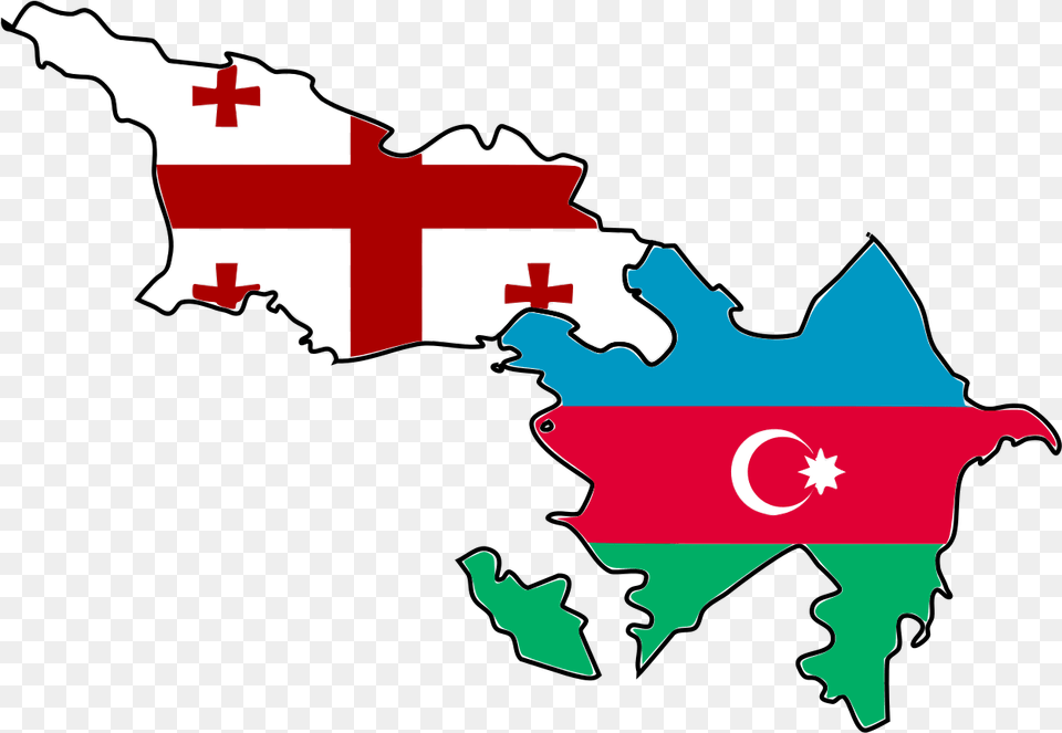 Azerbaijan And Georgia Flag Map Georgia And Azerbaijan Flag, Chart, Plot, Logo Png Image