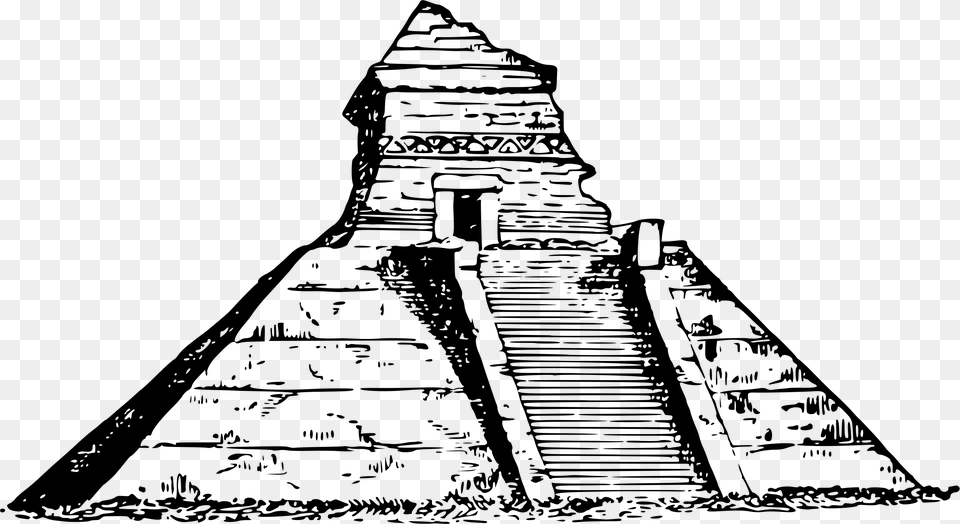 Aztec Clipart Pyramid Mexico Egypt Pyramids Clipart Black And White, Gray Free Png Download