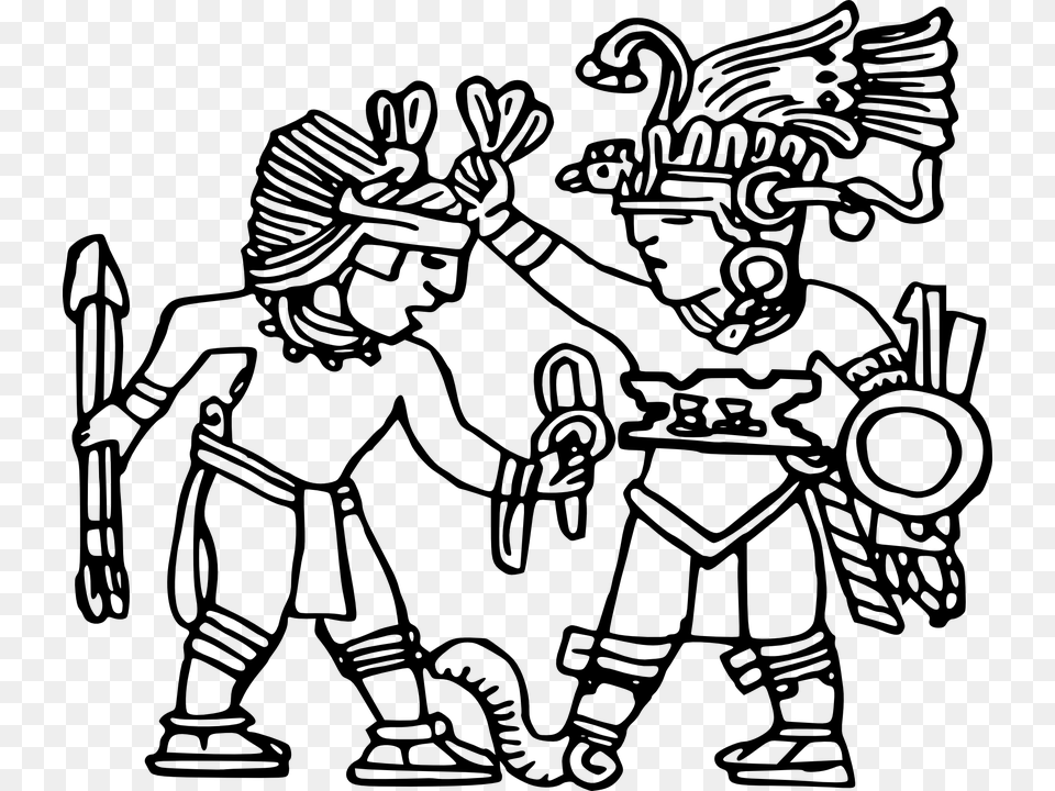 Aztec People Clipart Black And White, Gray Free Png Download