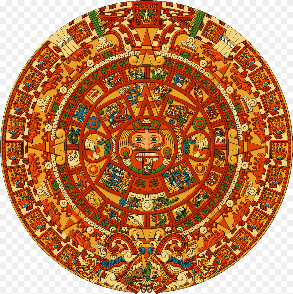 Aztec Sun Stone Colored, Accessories, Art, Home Decor, Ornament Png