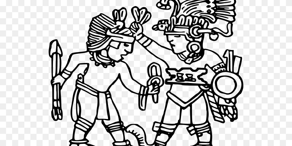 Aztec Warrior Clipart Black And White, Gray Png Image