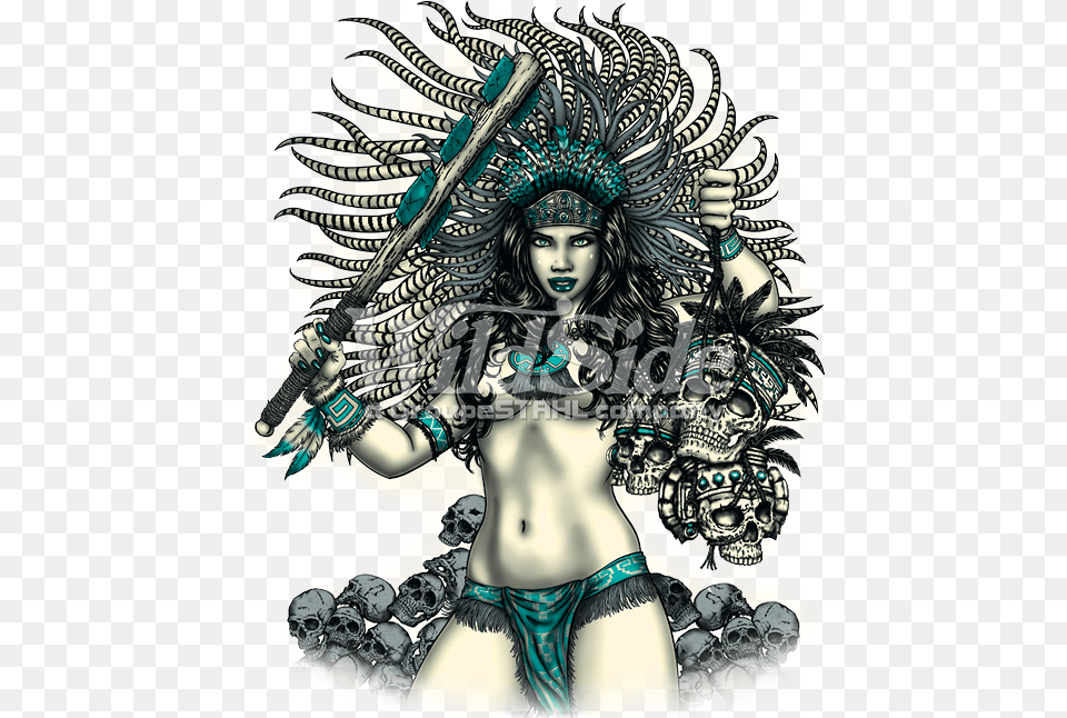 Aztec Warrior Woman Custom Made Shirt Tank Top Princess Warrior Regular, Adult, Female, Person, Art Free Png