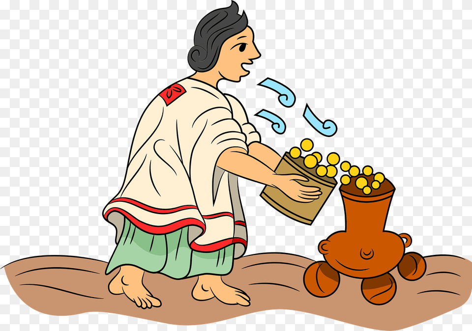 Aztec Woman Blowing On Maize Clipart, Adult, Male, Man, Person Free Transparent Png