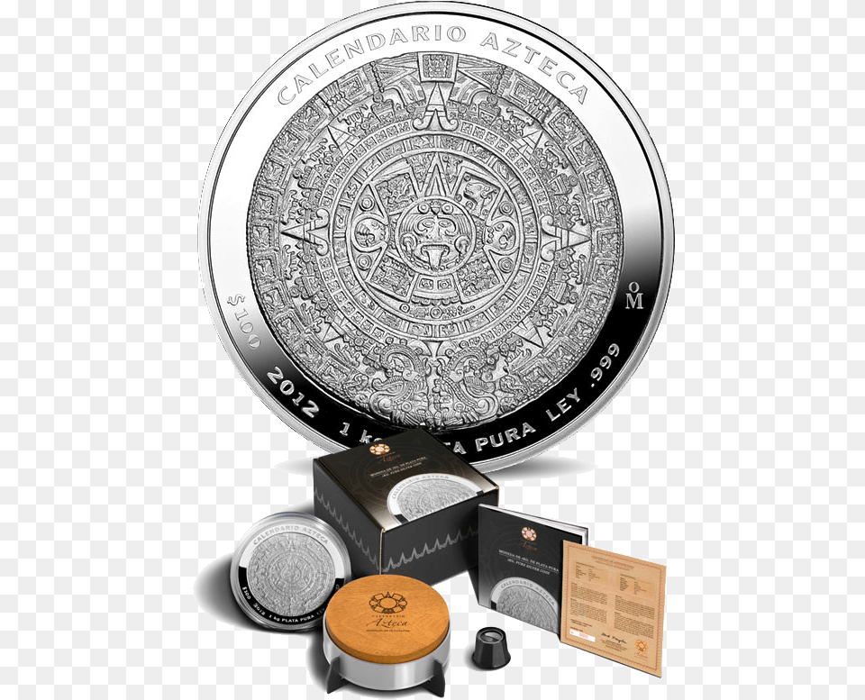 Azteekse Kalender Kilo Zilver Munt 1kg Silver Aztec Calendar, Coin, Money Free Transparent Png