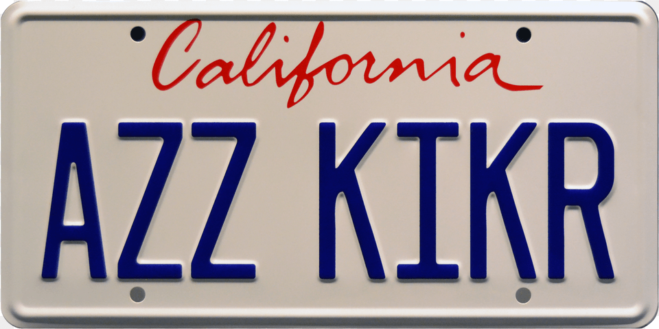 Azz Kikr Prop Plate Movie Memorabilia From Con Air California License Plate, License Plate, Transportation, Vehicle Png