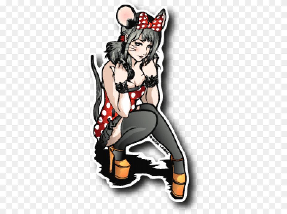 B Side Label Sticker Anime Mouse Girl, Book, Publication, Comics, Adult Free Transparent Png