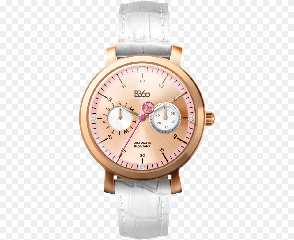 B Trendy Silver Rose Gold White Watch Gold, Arm, Body Part, Person, Wristwatch Png