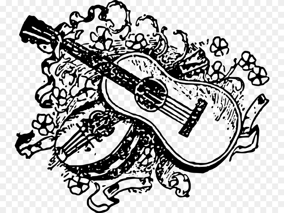 B W Guitar Instrument Musical Dark Ages Art No Background, Gray Free Transparent Png