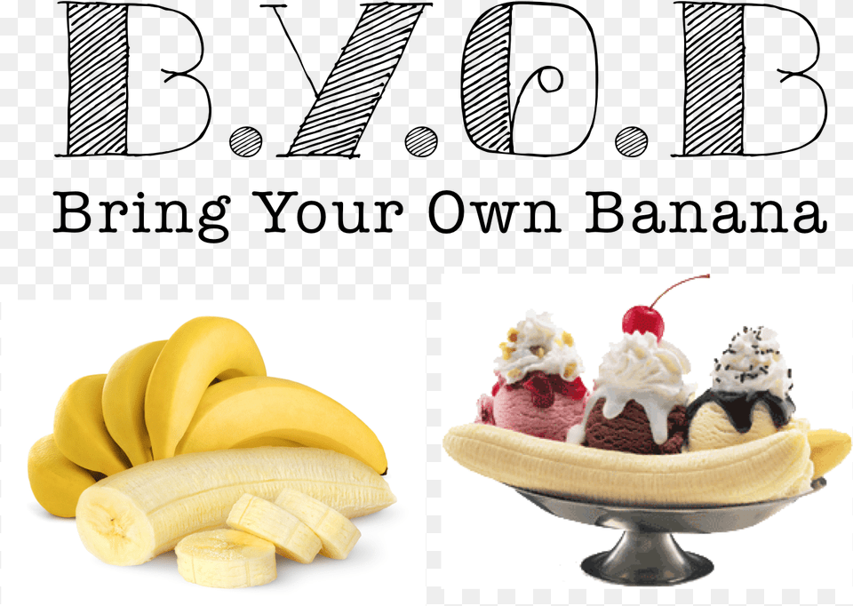 B Y O B Bring Your Own Banana Banana Split Banana Candle Fragrance Oil, Food, Fruit, Plant, Produce Png
