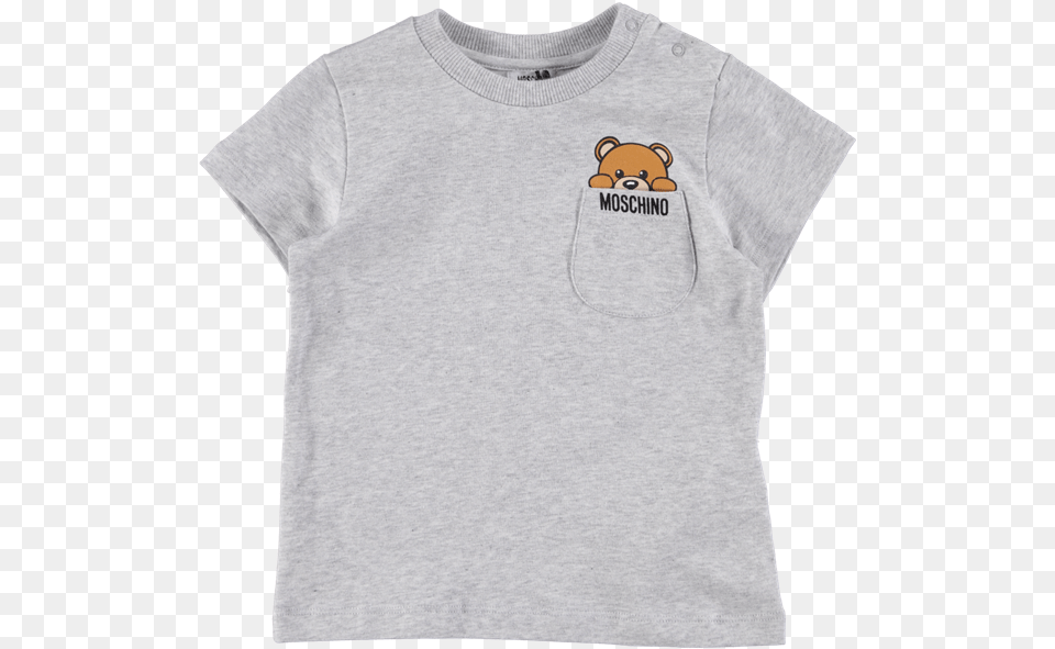 Babies Pocket Detail Teddy Print T Shirt Grey Bts, Clothing, T-shirt, Animal, Bear Free Transparent Png