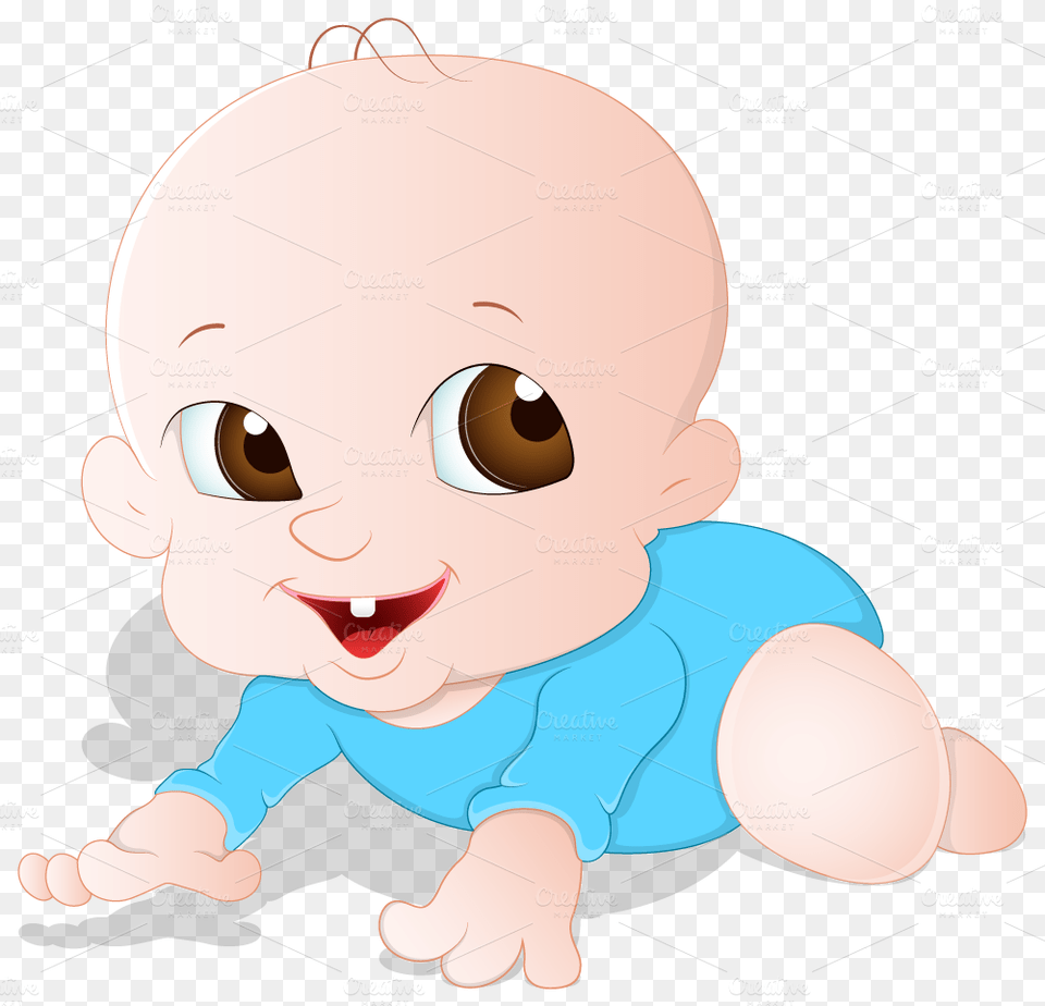 Babies Vectors Illustrations On Creative Market Toddler Crawling Cartoon, Baby, Person, Face, Head Png