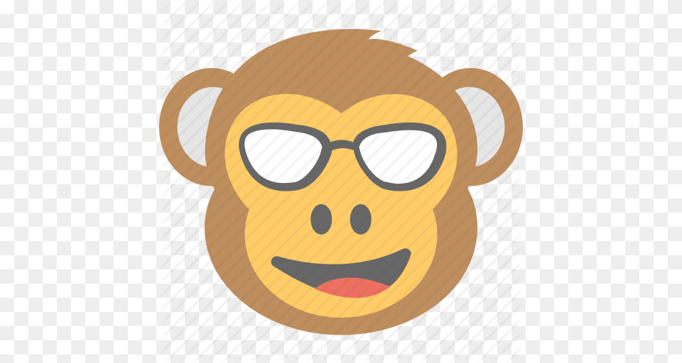 Baboon Chimps Monkey Emoji Naughty Smiley Icon, Accessories, Glasses, Face, Head Free Png