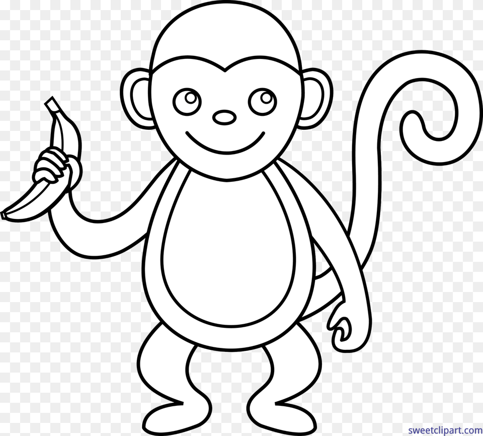 Baboon Clipart Monkey Cartoon Black And White, Baby, Person, Face, Head Free Transparent Png