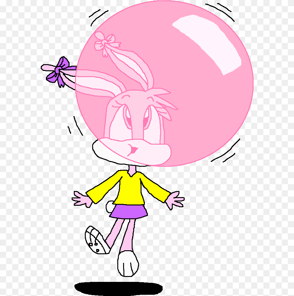 Babs Bunny S Floating Floating With Bubble Gum, Balloon, Baby, Person, Purple Png