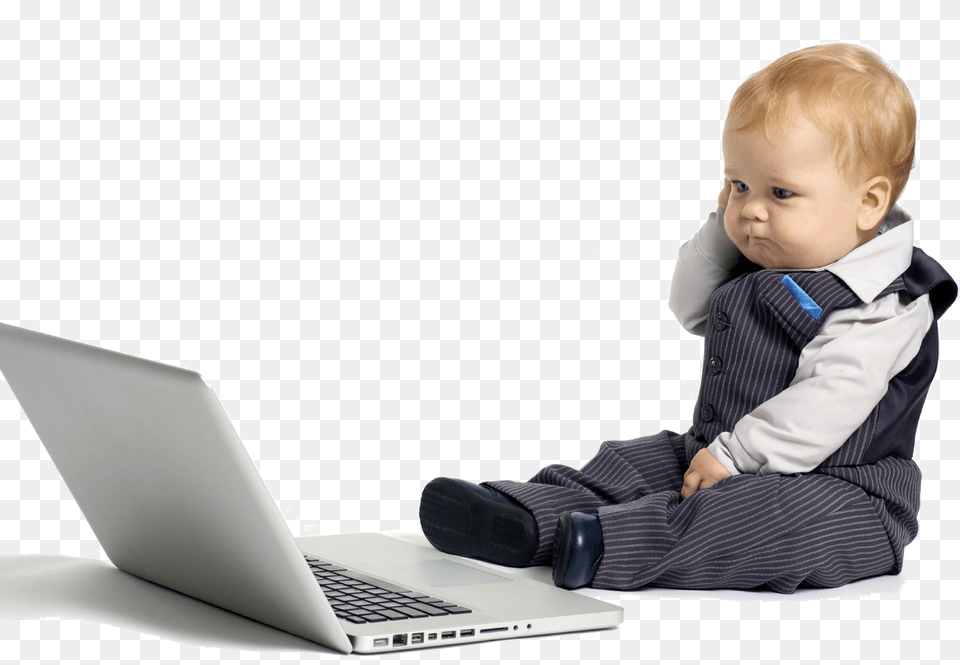 Baby, Electronics, Computer, Sitting, Person Free Png Download