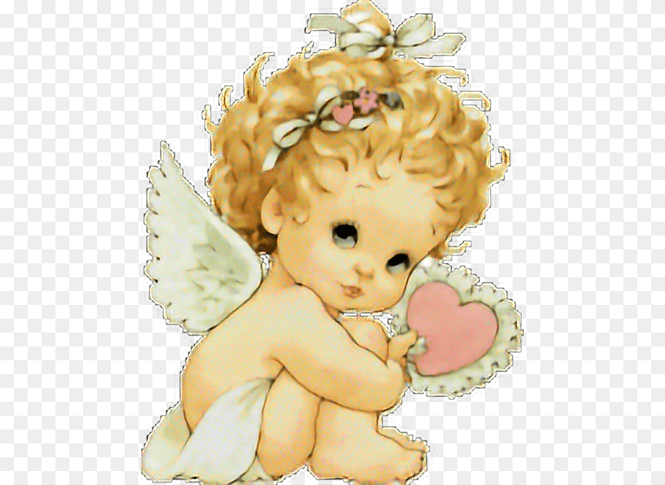 Baby Angel Babygirl Angelic Wings Love Heart Imagen De Un Angelito Animado, Person, Face, Head, Toy Free Png Download