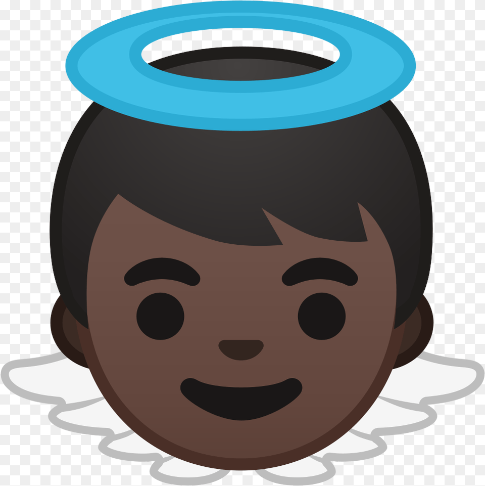 Baby Angel Dark Skin Tone Icon Boy Angel Emoji, Jar, Pottery, Face, Head Free Png Download