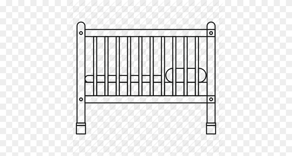 Baby Bed Child Cot Crib Line Outline Icon, Gate, Home Decor, Grille Free Png Download