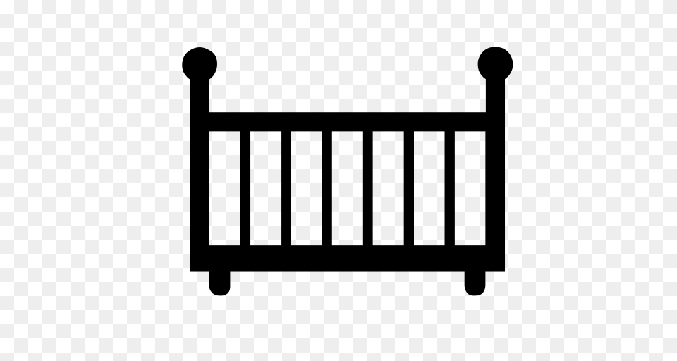 Baby Bed Wooden Crib Bed Icon With And Vector Format, Gray Free Png