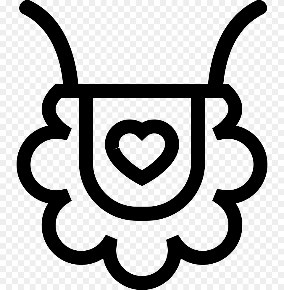 Baby Bib Outline With Heart Shape Flower Icon, Stencil, Smoke Pipe Png Image