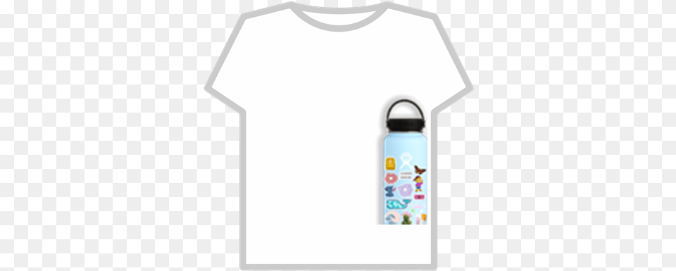 Baby Blue Hydroflask With Stickers Roblox Short Sleeve, Bottle, Clothing, T-shirt, Water Bottle Free Png