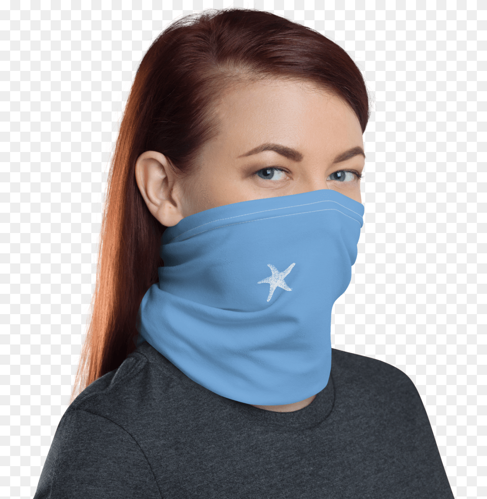 Baby Blue Starfish Neck Gaiter Face Mask With Qr Code, Accessories, Adult, Bandana, Female Free Transparent Png