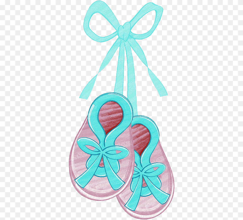 Baby Booties Clipart Blue Ribbon, Clothing, Flip-flop, Footwear, Sandal Free Png Download
