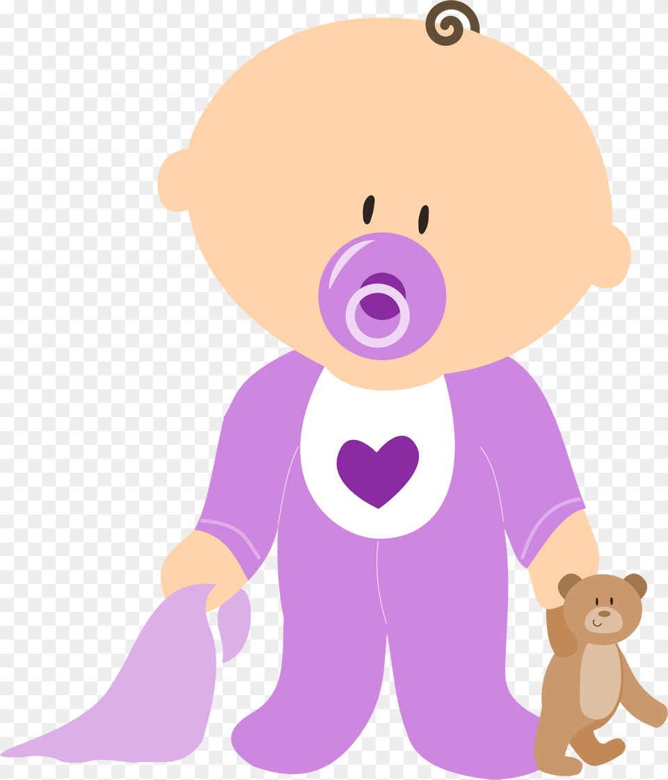 Baby Bottle Clipart Baby With Pacifier Clipart, Purple, Animal, Wildlife, Mammal Free Transparent Png
