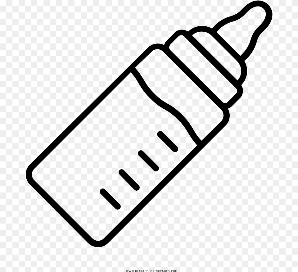 Baby Bottle Coloring, Gray Free Png