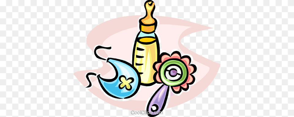 Baby Bottle Rattle And Bib Royalty Free Vector Clip Art, Electronics, Hardware, Graphics, Toothpaste Png