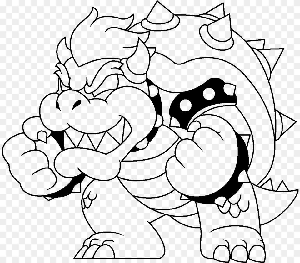 Baby Bowser Coloring Pages Mario Bros Para Colorear, Gray Free Png