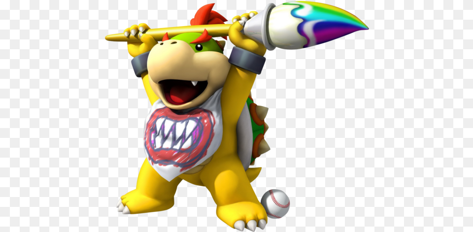 Baby Bowser Looks Almost Exactly Like Bowser Jr With Paint Brush, Ball, Baseball, Baseball (ball), Sport Png