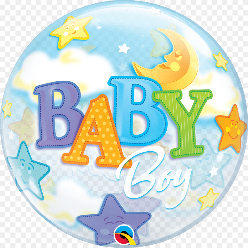Baby Boy Moon Amp Stars Bubble Balloon Baby Boy Bubble Balloon, Birthday Cake, Cake, Cream, Dessert Png