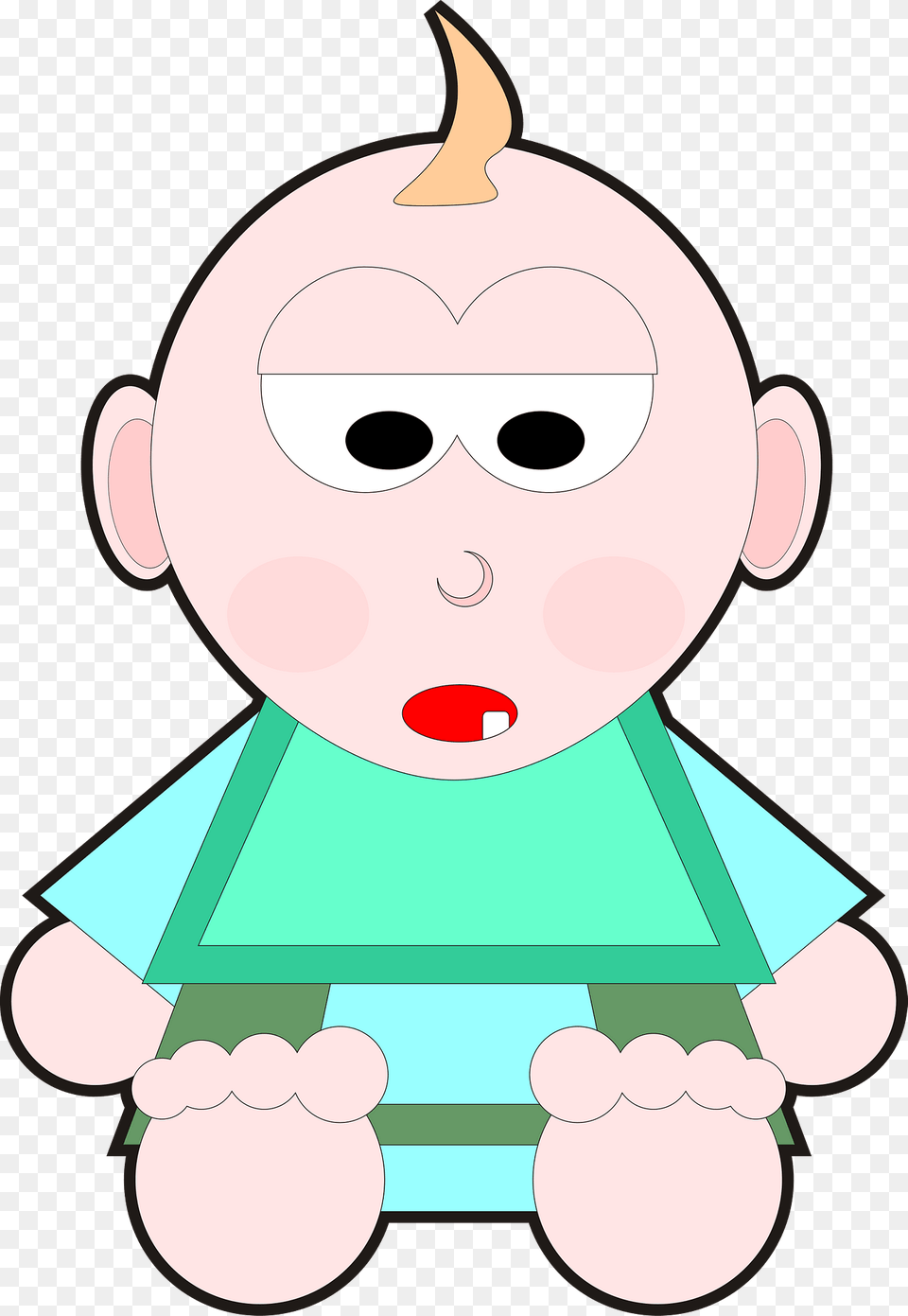 Baby Boy With Hair Curl And Green Bib Clipart, People, Person, Face, Head Png Image