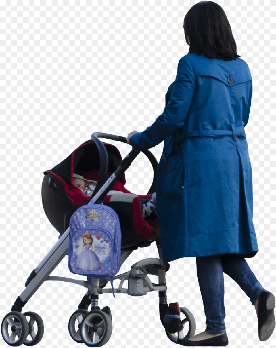 Baby Carriage, Clothing, Coat, Adult, Person Png Image