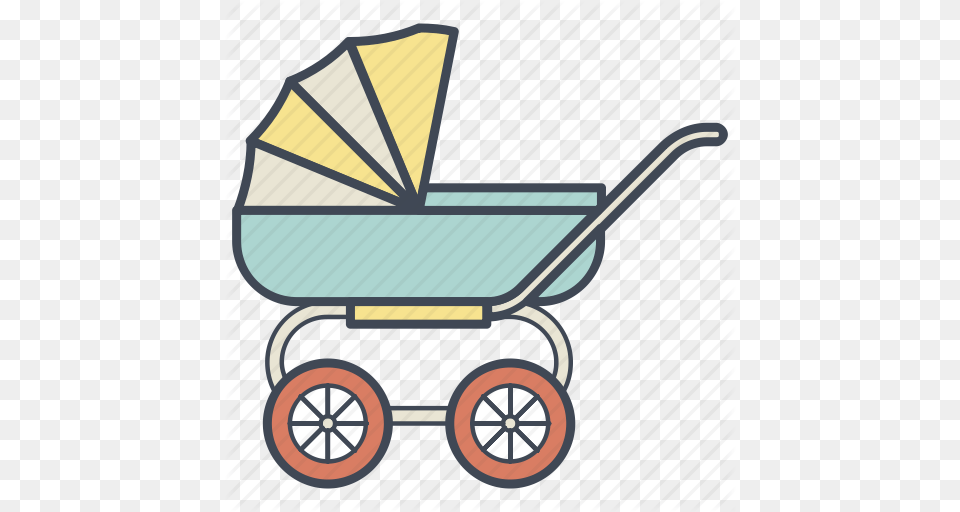 Baby Carriage Child Cradle Newborn Pram Stroller Icon, Transportation, Vehicle, Bulldozer, Machine Free Png Download