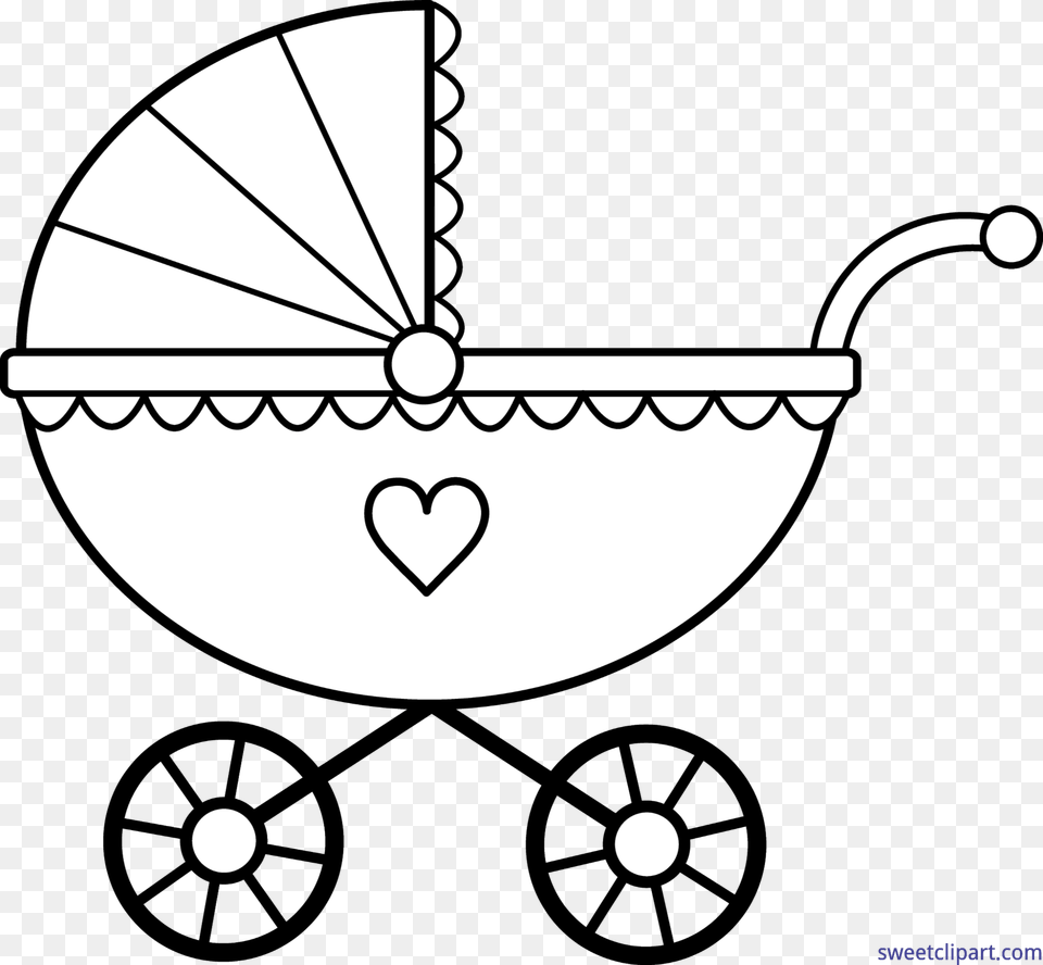 Baby Carriage Lineart Clip Art, Furniture, Bed, Stencil, Food Free Png Download